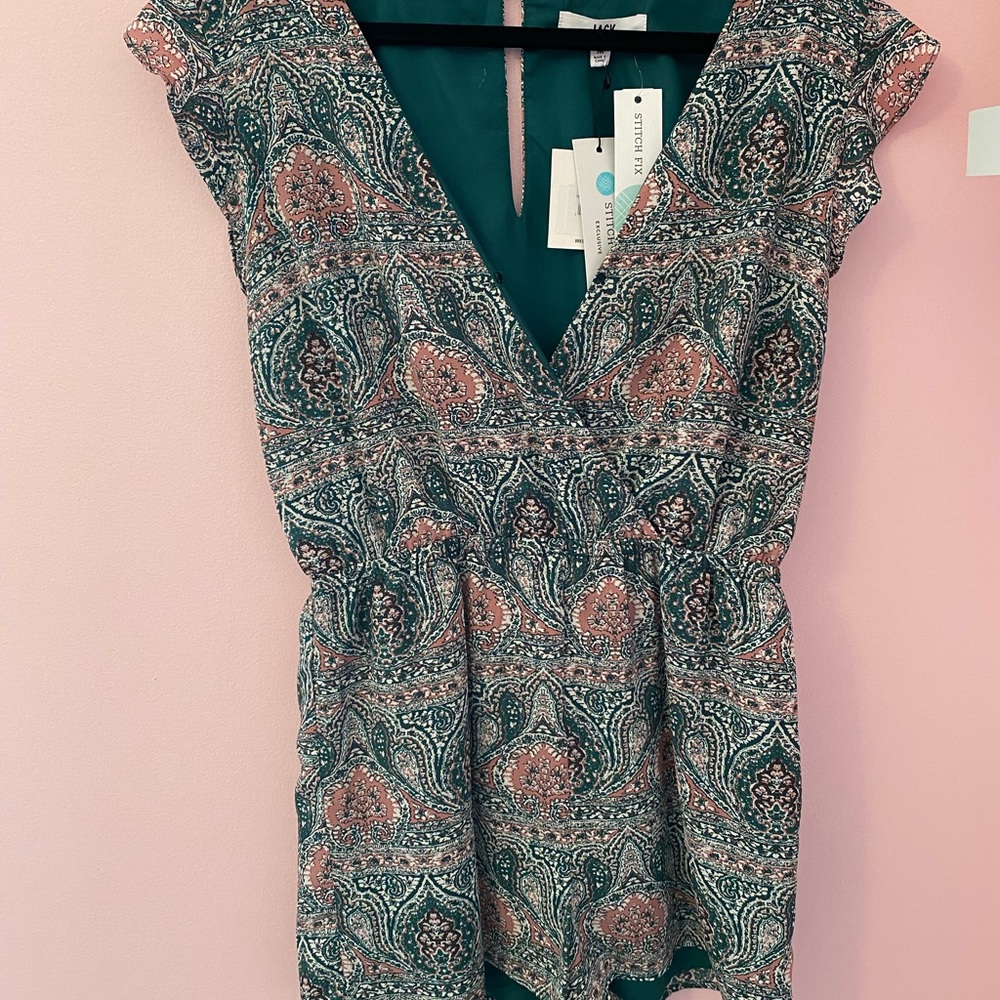 Paisley Print V-Neck Romper